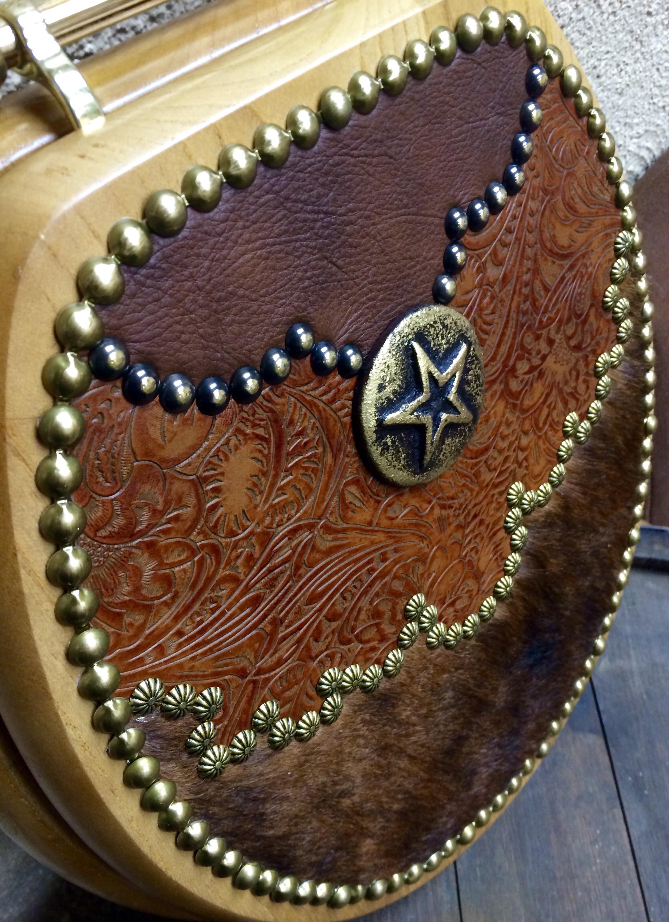 Fancy Tooled Leather Western Decor Hair On Cowhide Toilet Seat